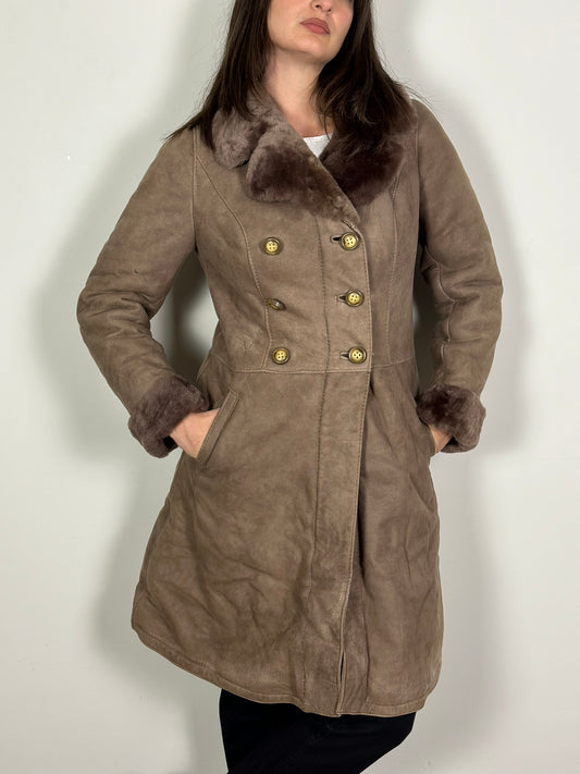 Vintage Beige Sheepskin Coat