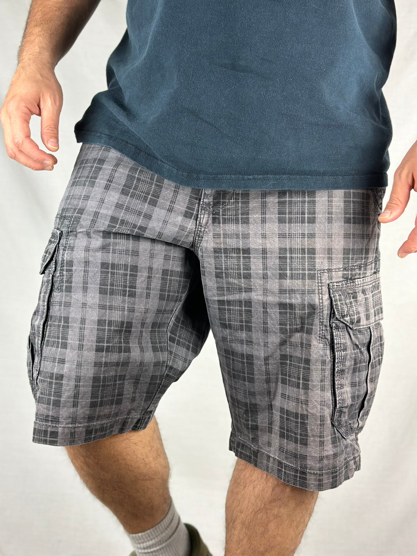 Vintage Checked Cargo Shorts