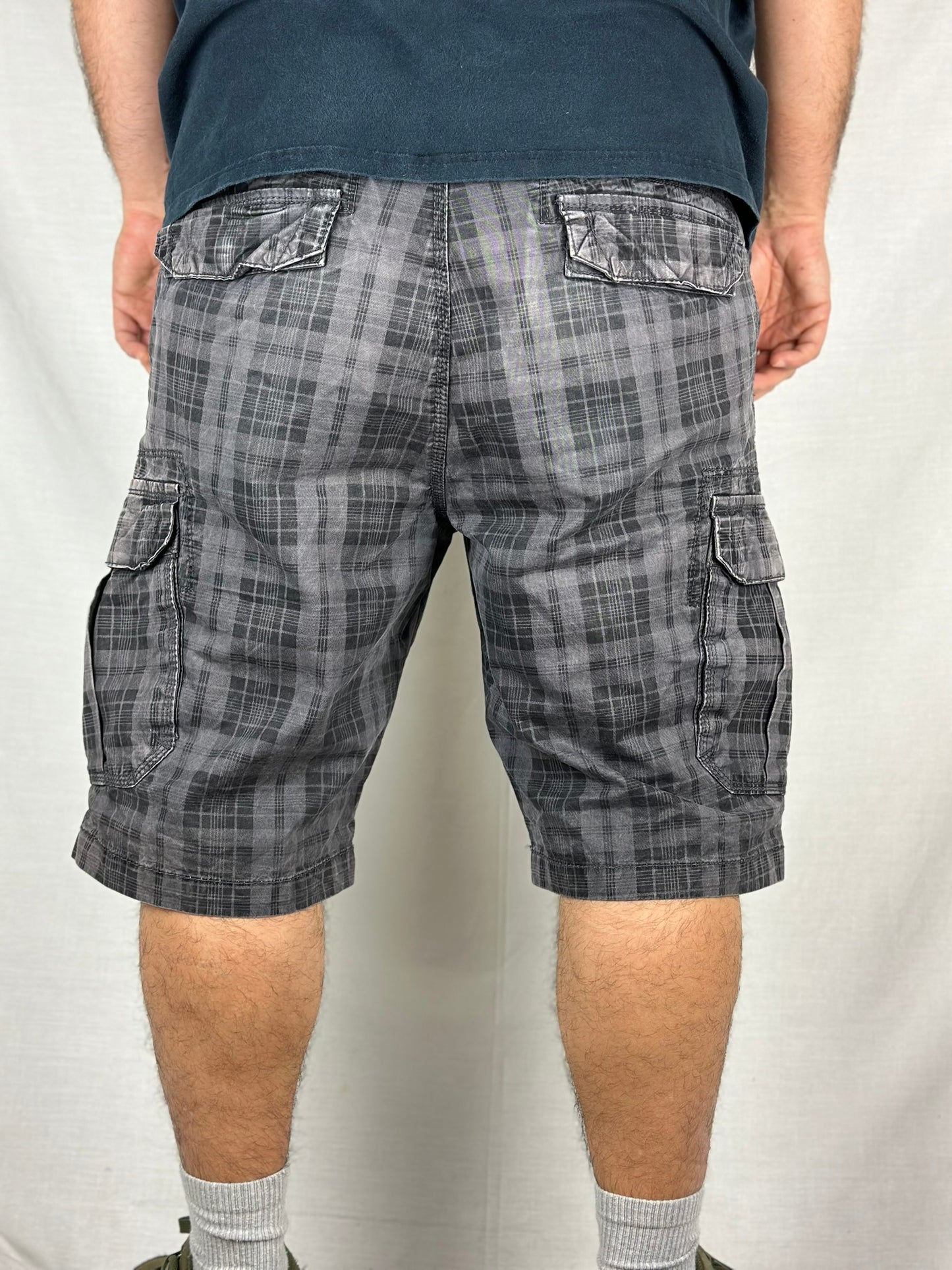 Vintage Checked Cargo Shorts