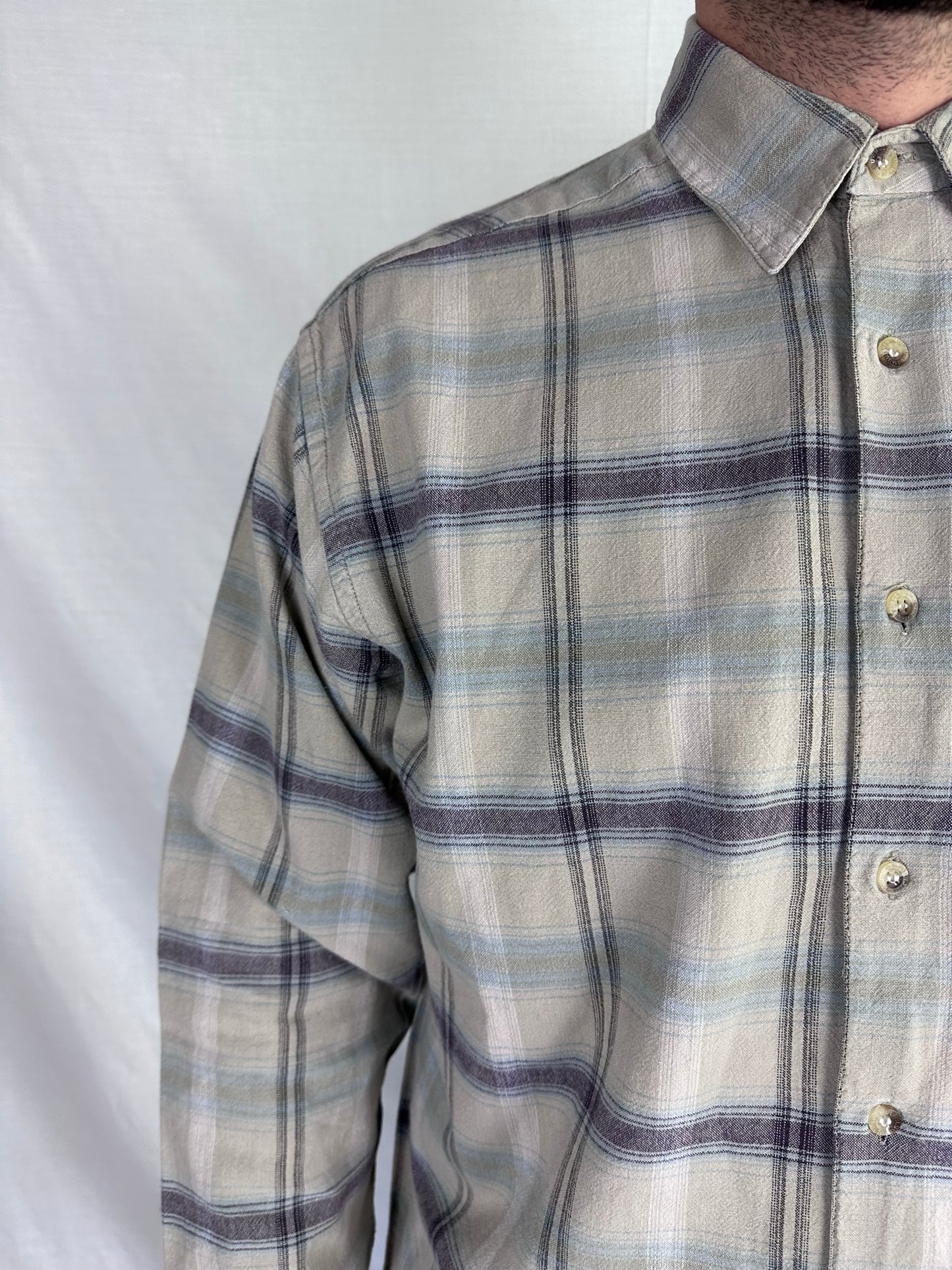 Beige Cotton Checked Shirt