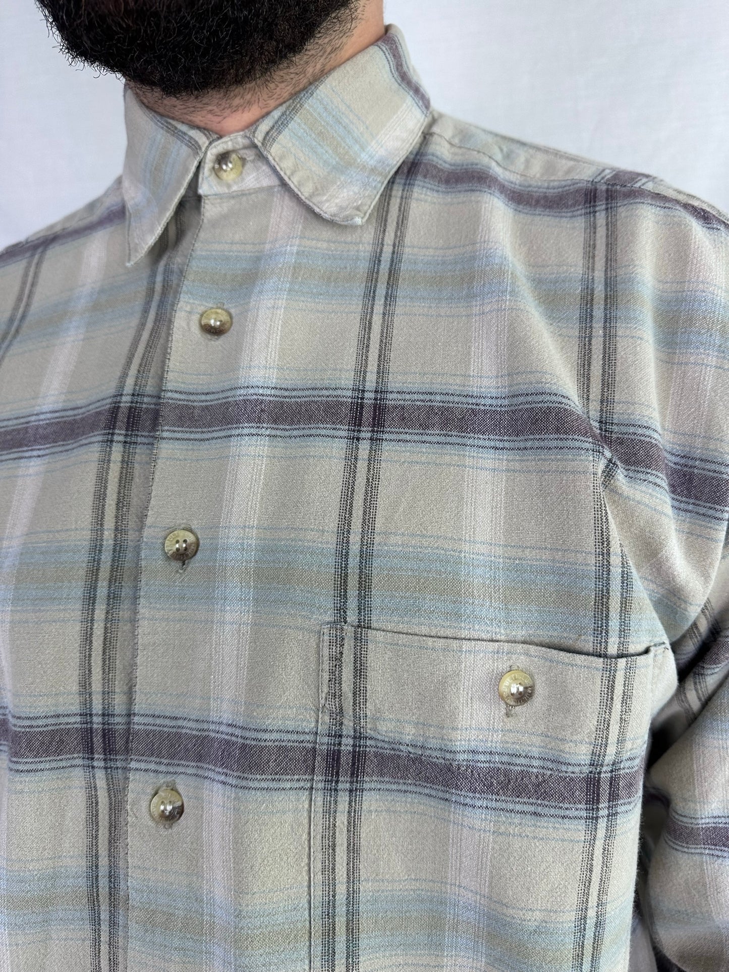 Beige Cotton Checked Shirt