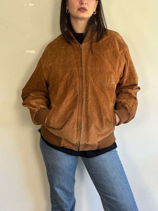 Vintage Suede Bomber Jacket