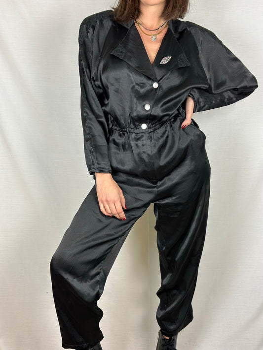 Satin Long Sleeve Overalls