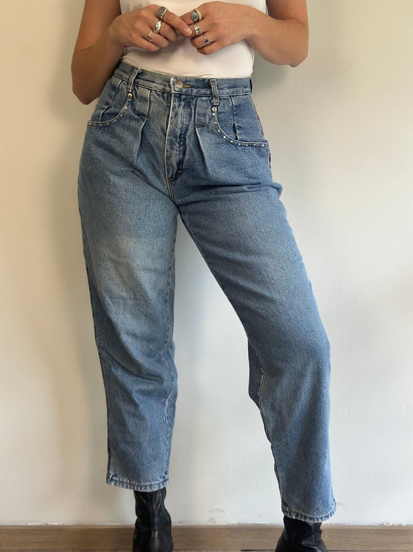Vintage Jeans With Floral Details