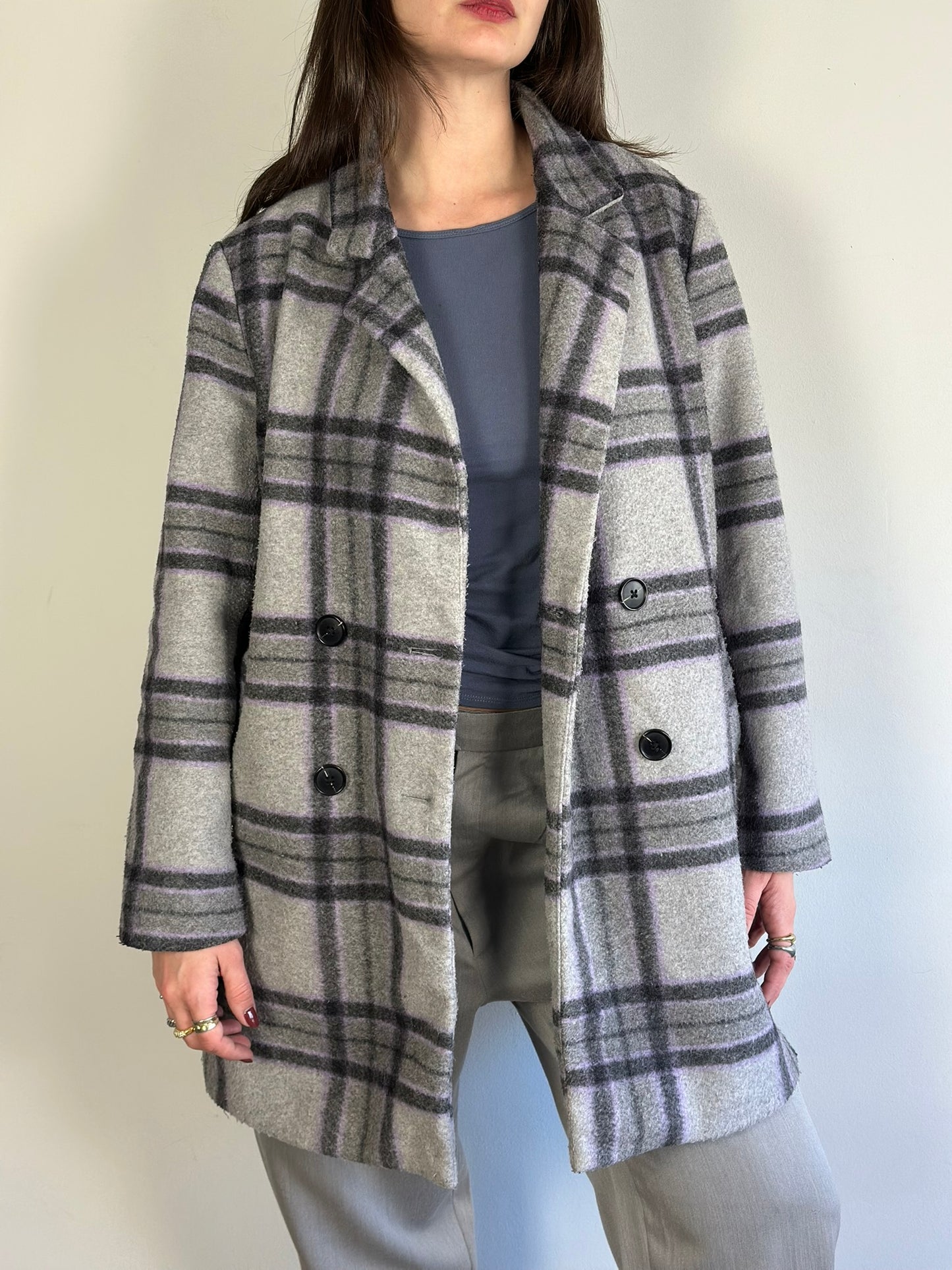 Vintage Checked Semi-Coat