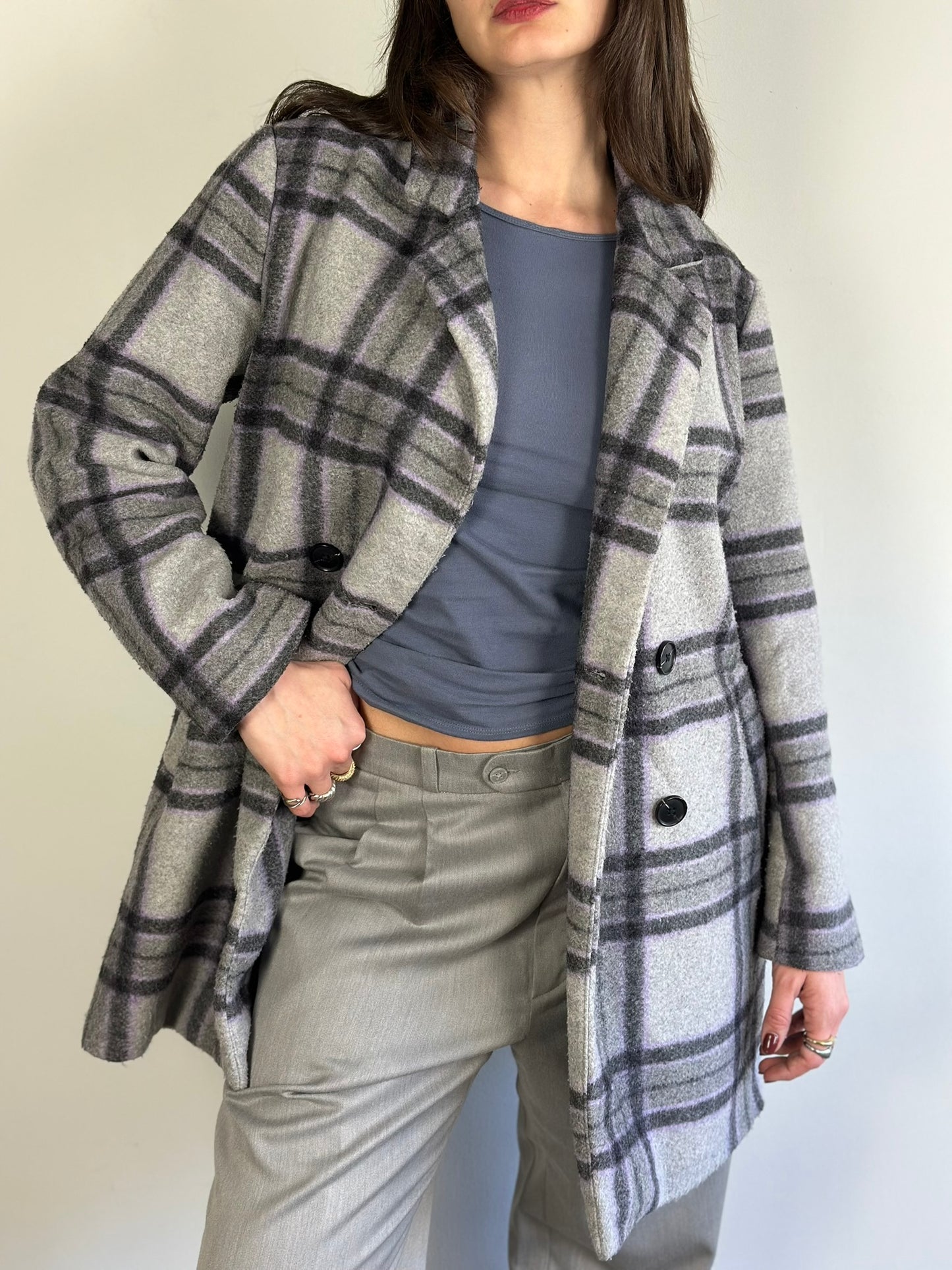 Vintage Checked Semi-Coat