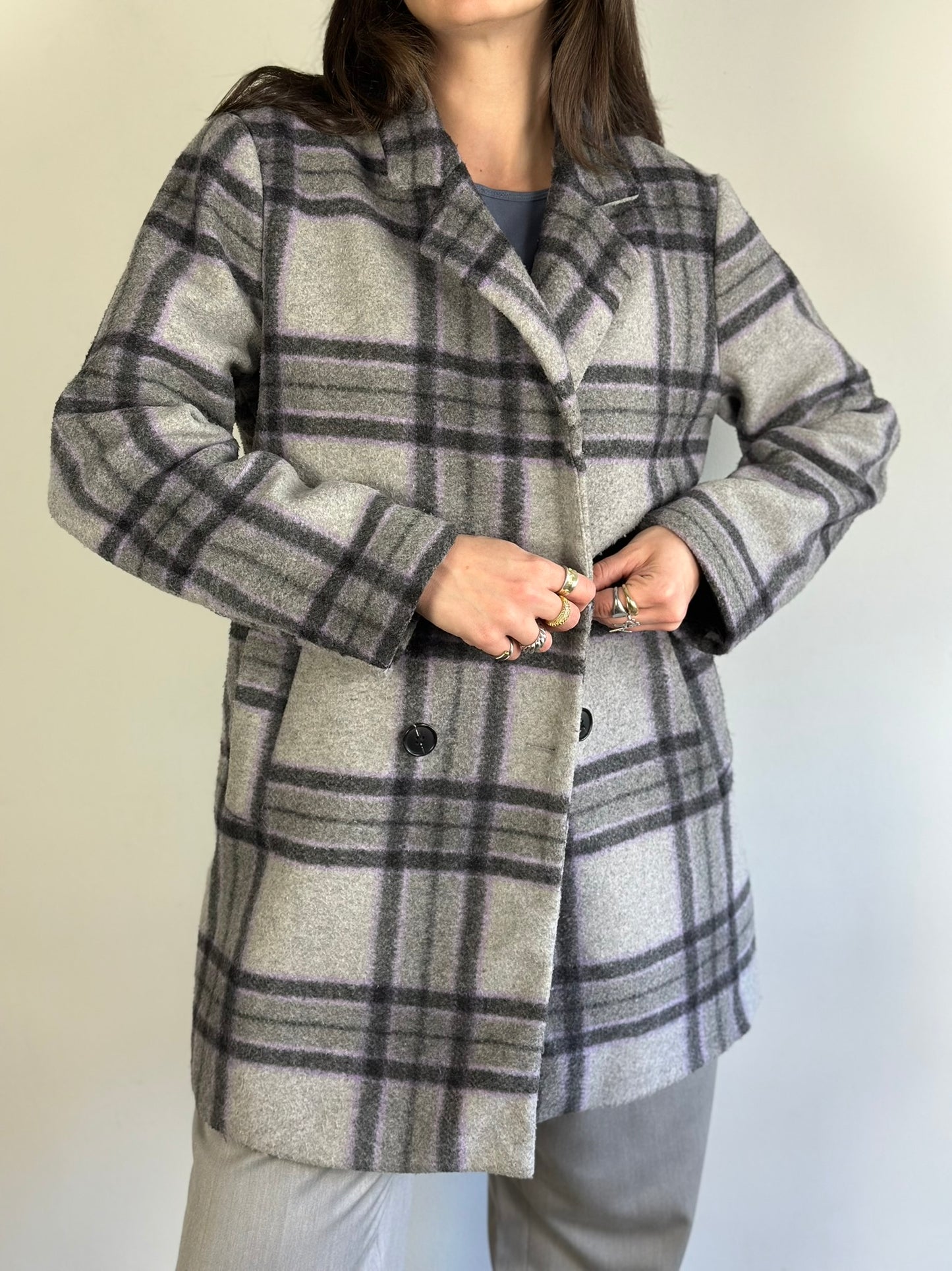 Vintage Checked Semi-Coat