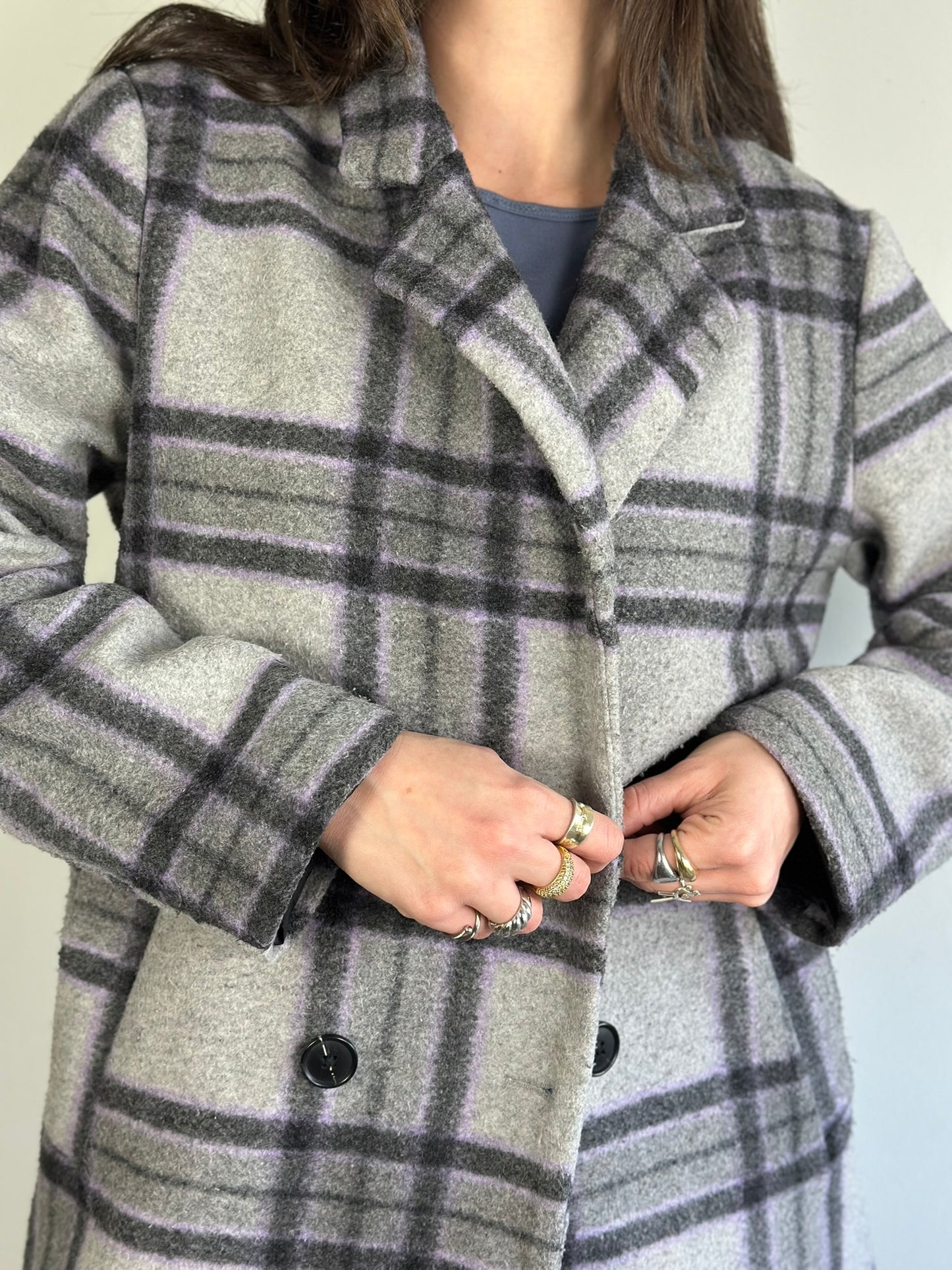 Vintage Checked Semi-Coat