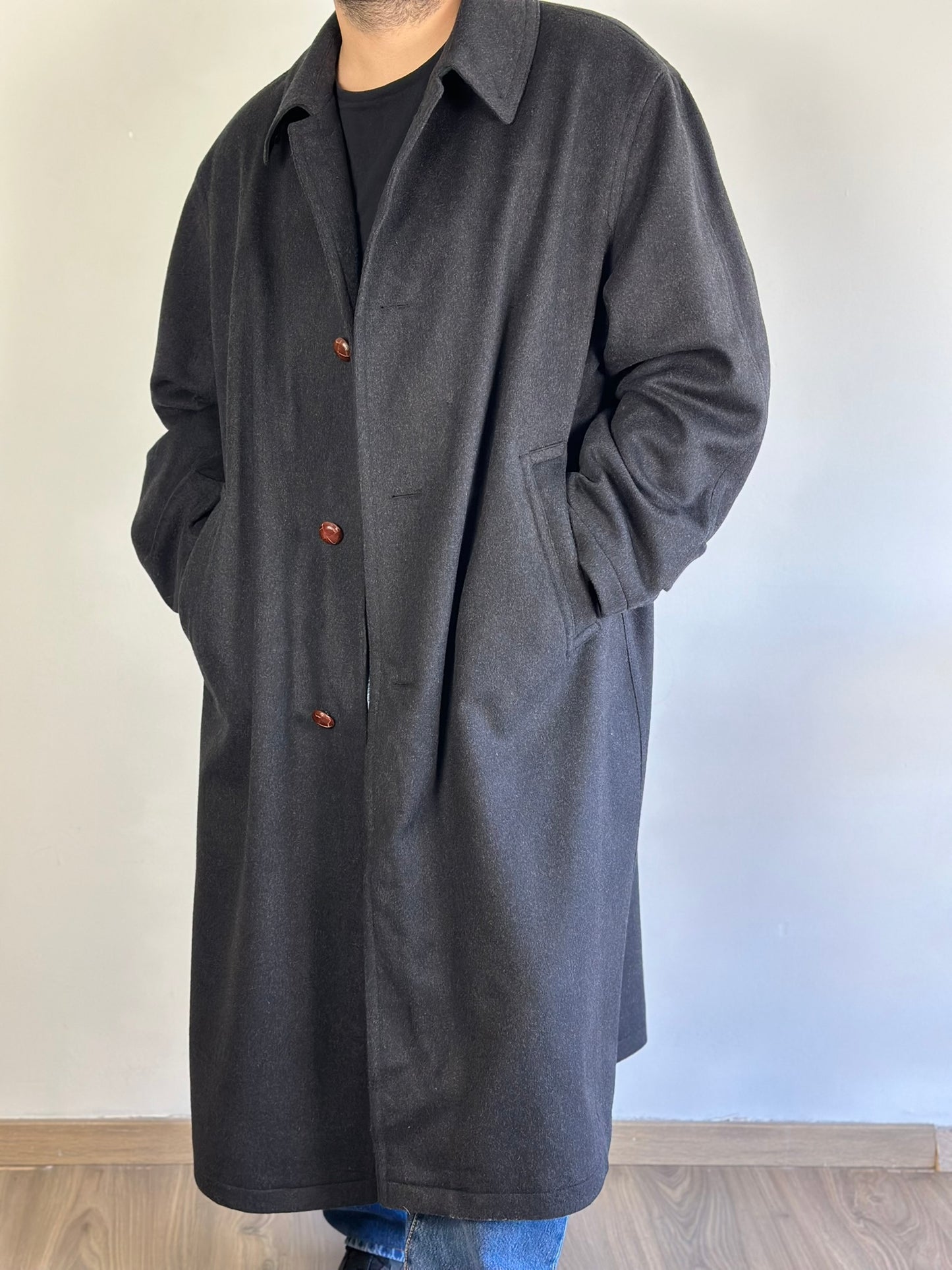 Oversized Dark Grey Vintage Coat