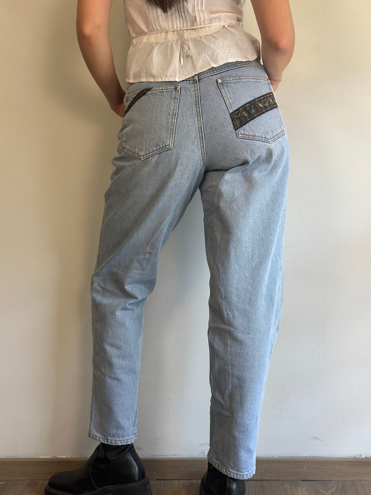 Vintage Jeans With Patterned Details