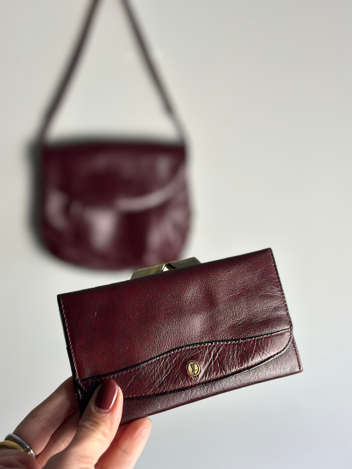 Vintage Burgundy Bag With Wallet