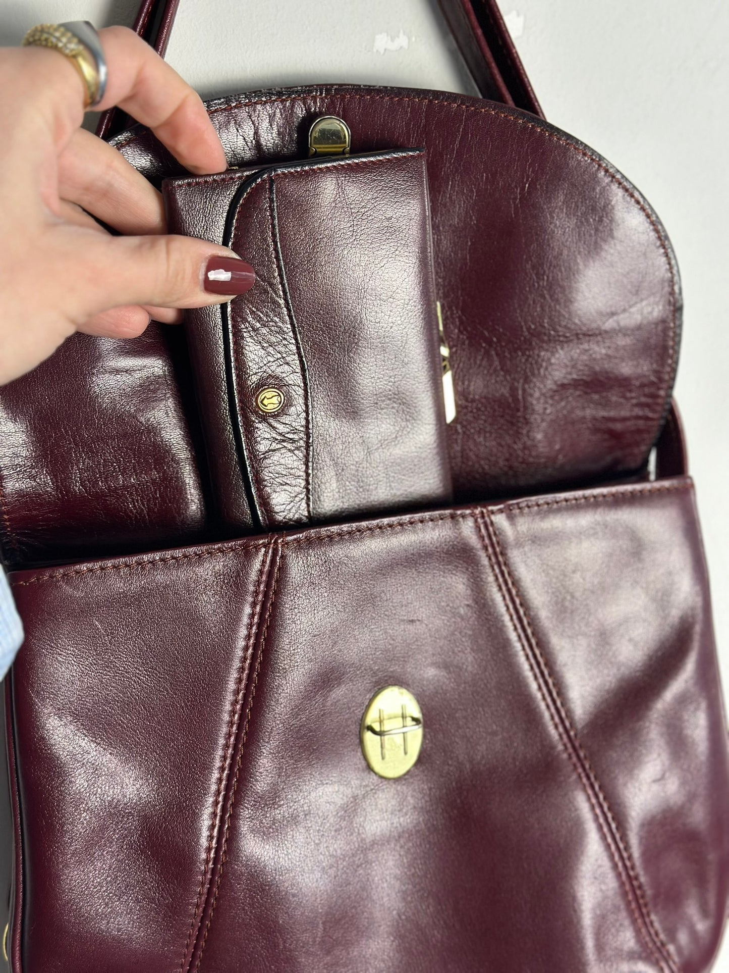 Vintage Burgundy Bag With Wallet