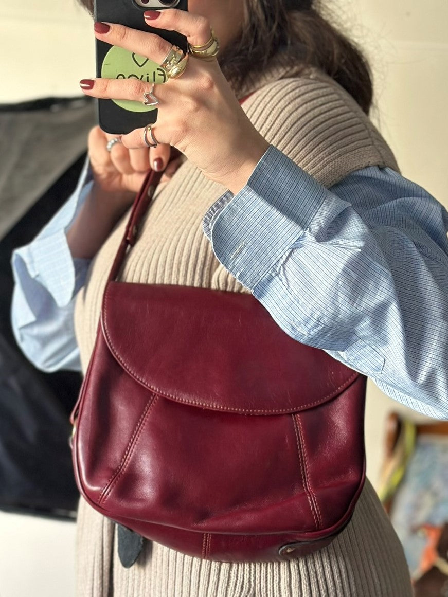 Vintage Burgundy Bag With Wallet