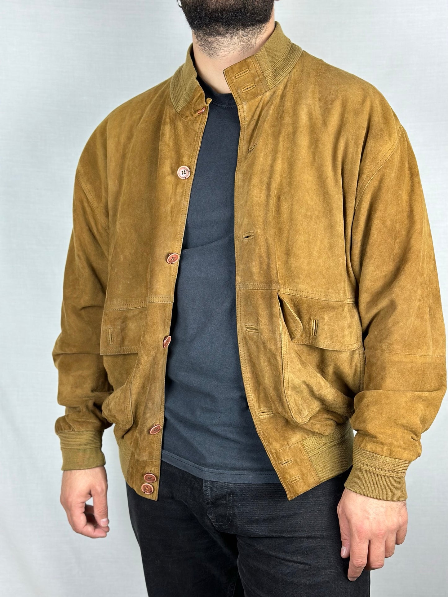 Genuine Leather Suede Bomber