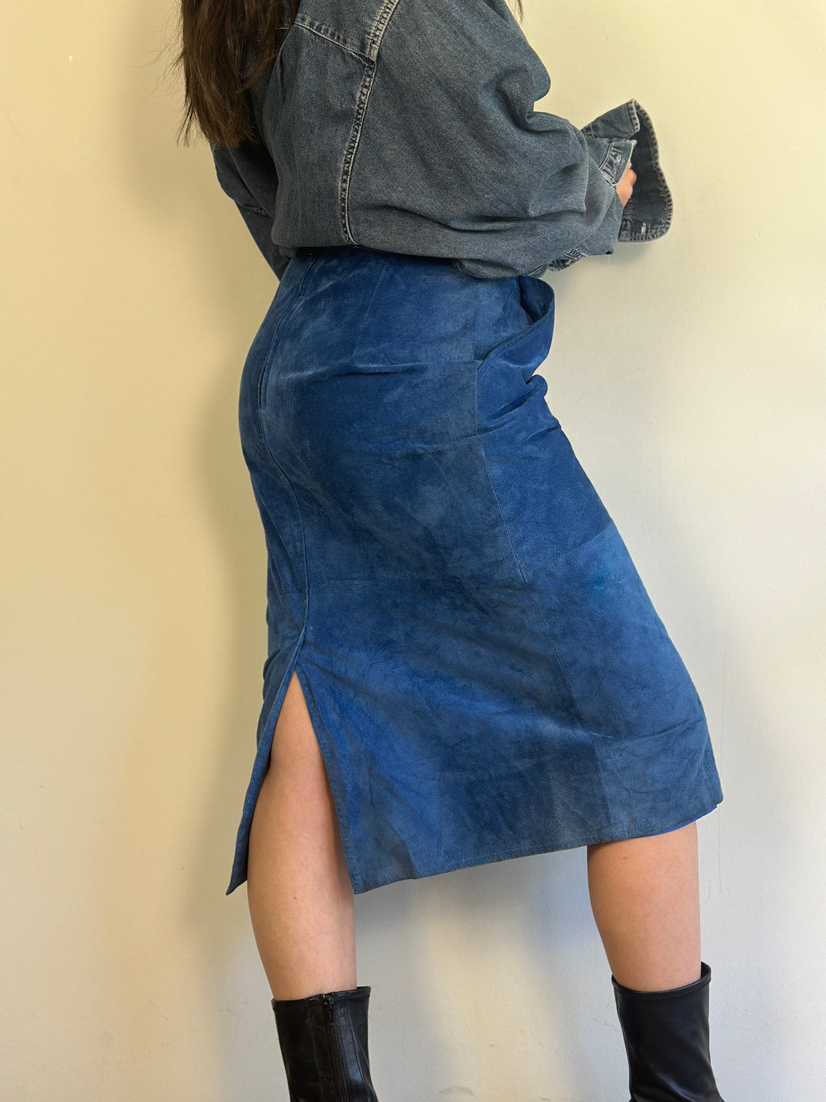 Vintage Suede Blue Skirt