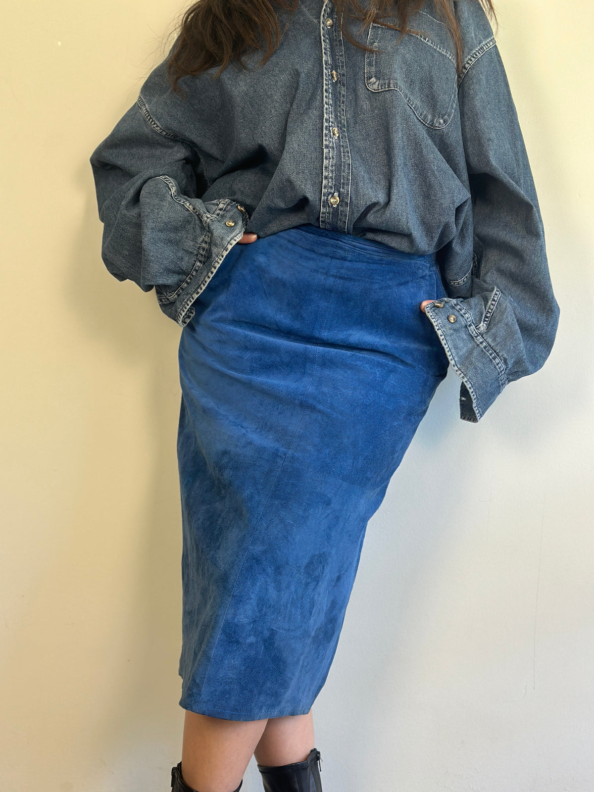 Vintage Suede Blue Skirt