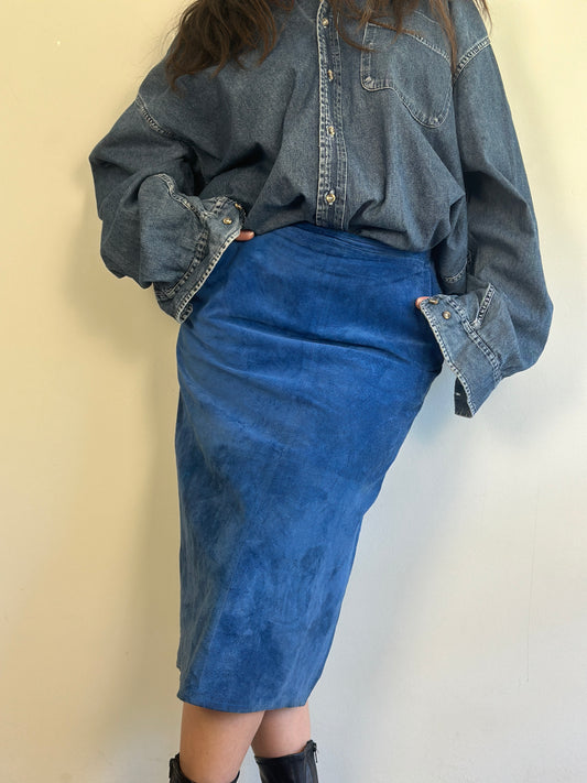 Vintage Suede Blue Skirt