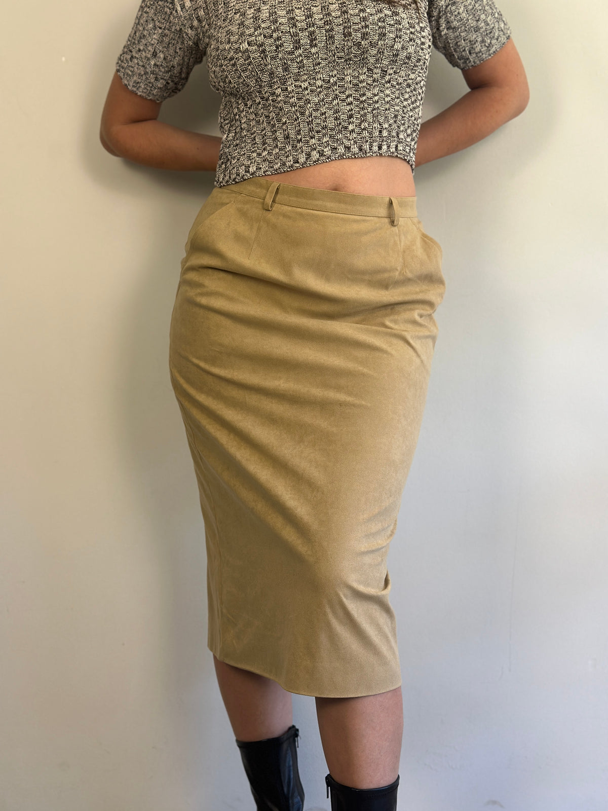 Vintage Suede Beige Skirt