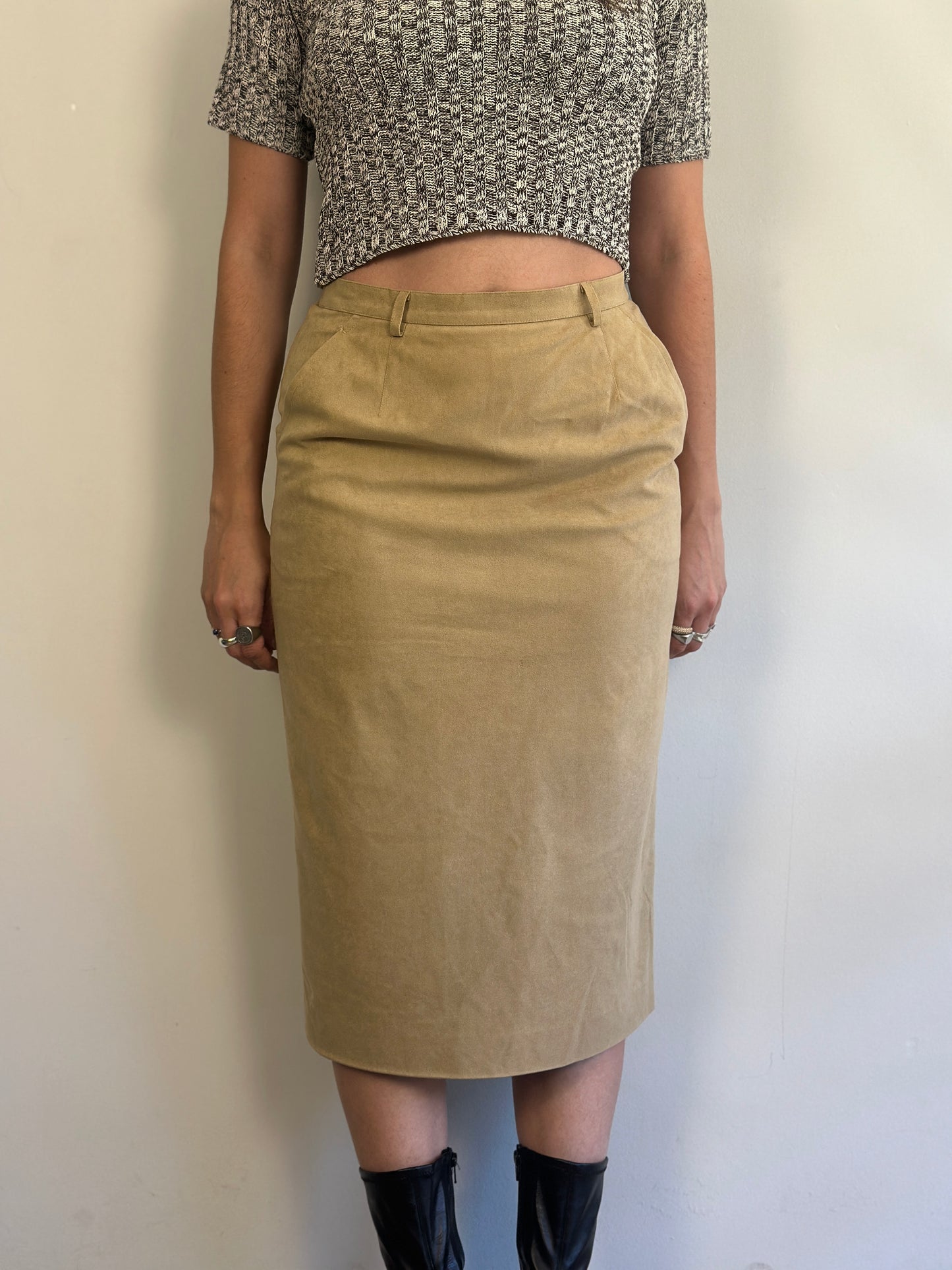 Vintage Suede Beige Skirt