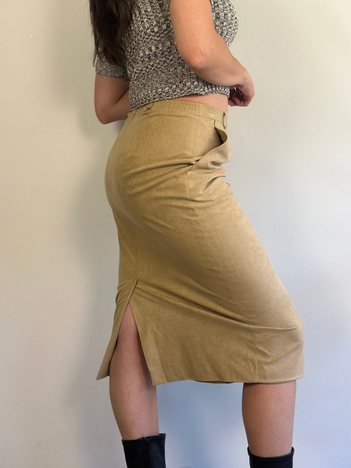 Vintage Suede Beige Skirt