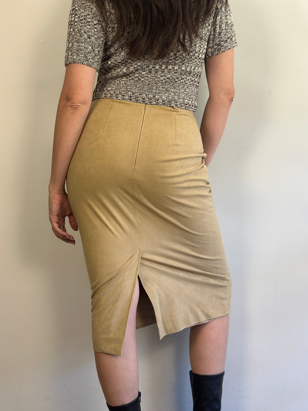 Vintage Suede Beige Skirt