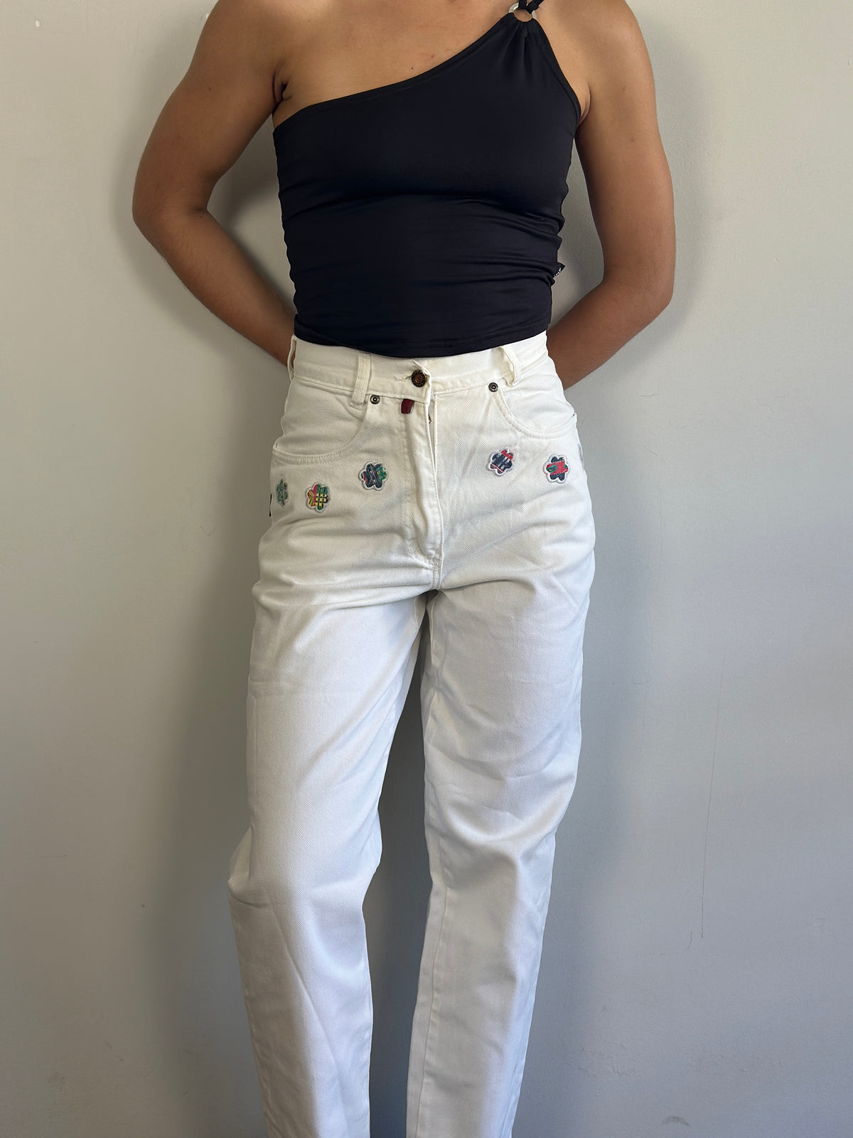 Vintage Jeans With Flower Details
