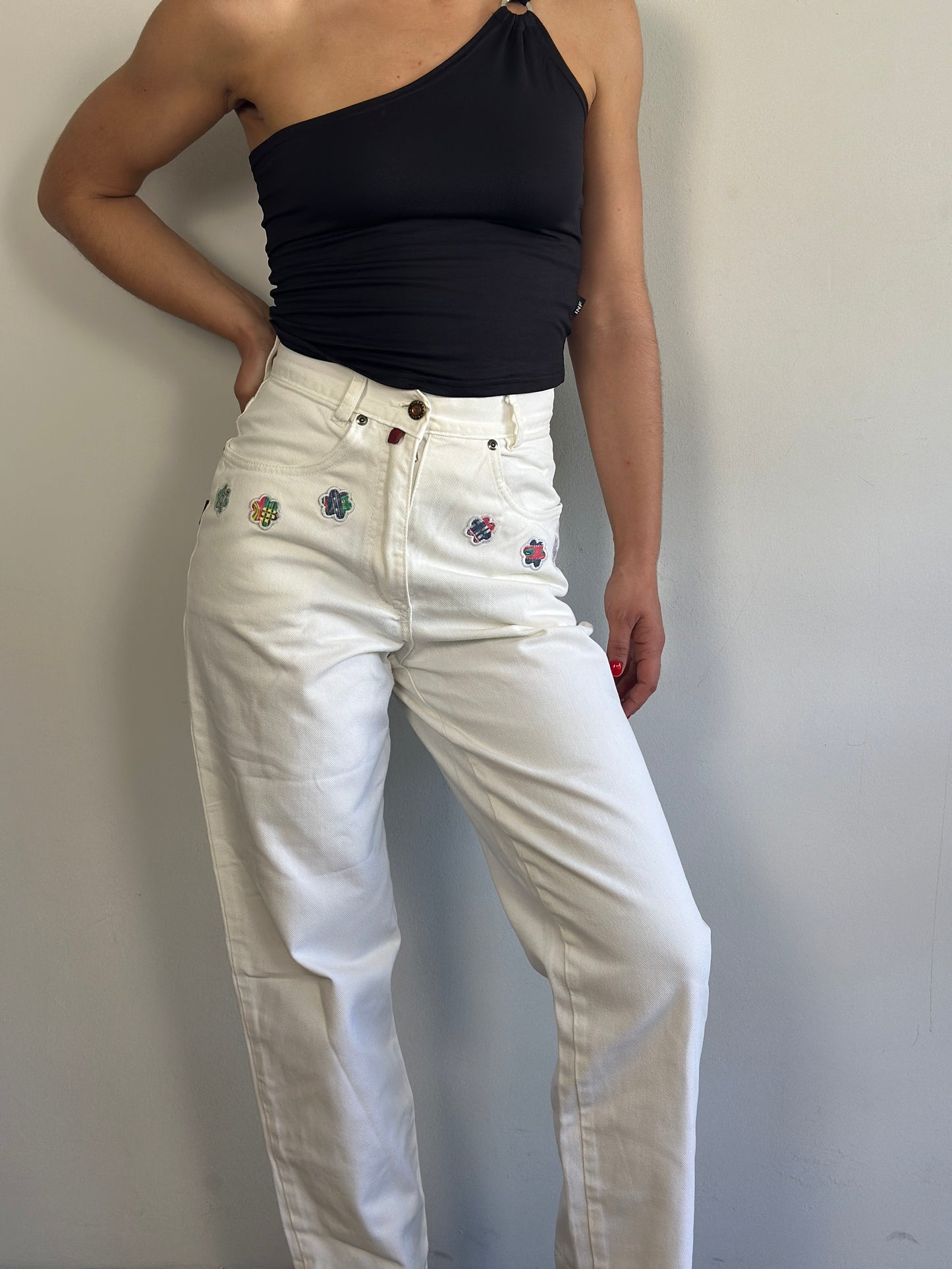 Vintage Jeans With Flower Details