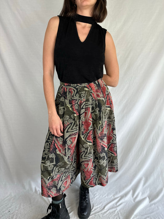 "Skirt" Pants with printed pattern