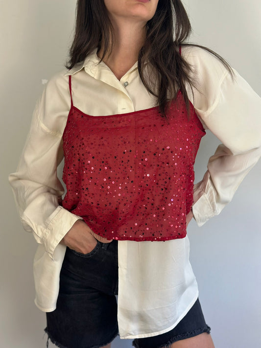 Vintage Mesh Red Top