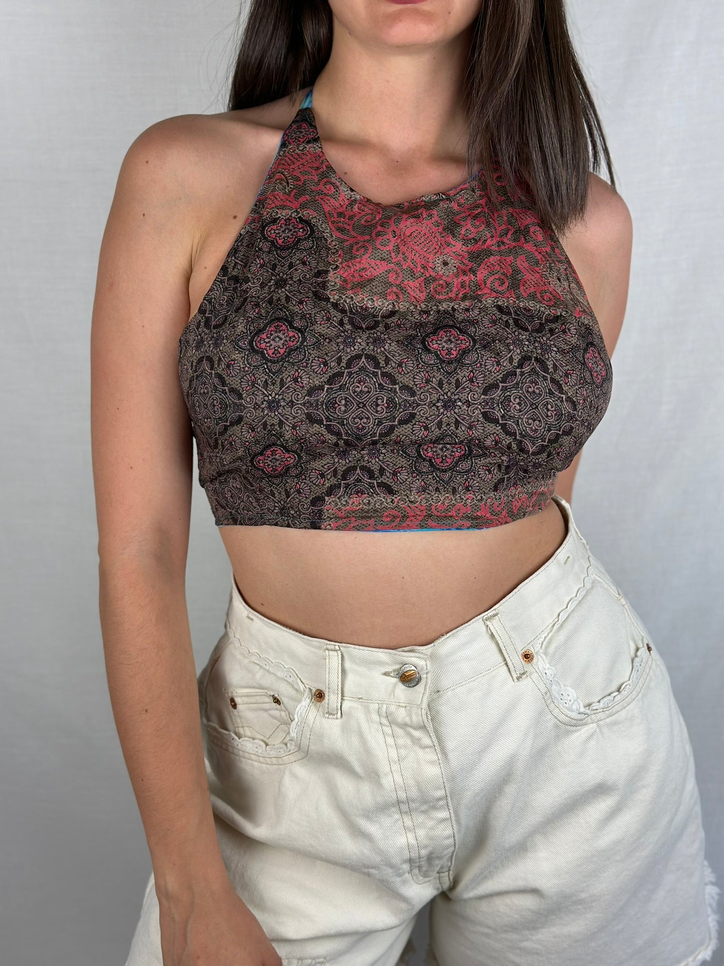 Silk Double Face Crop Top