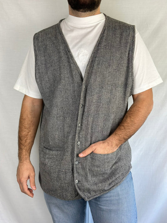 Grey Cardigan Sweater Vest