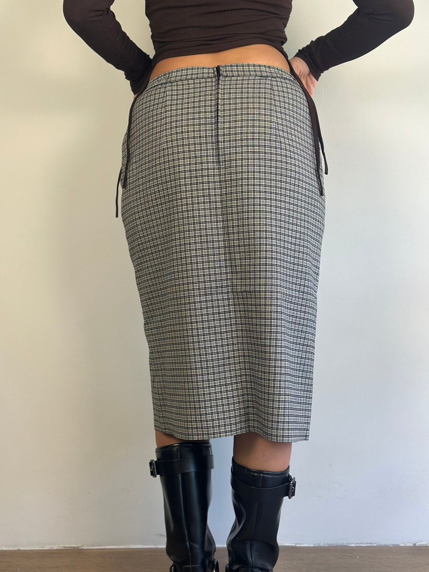 Checked Midi Skirt