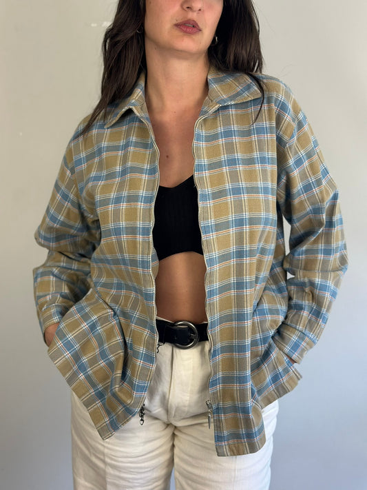 Vintage Plaid Shirt with zipper