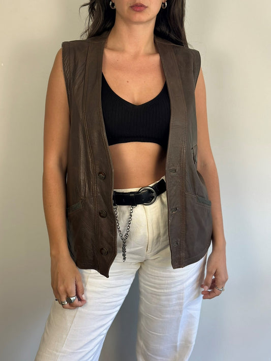Vintage Brown Leather Vest