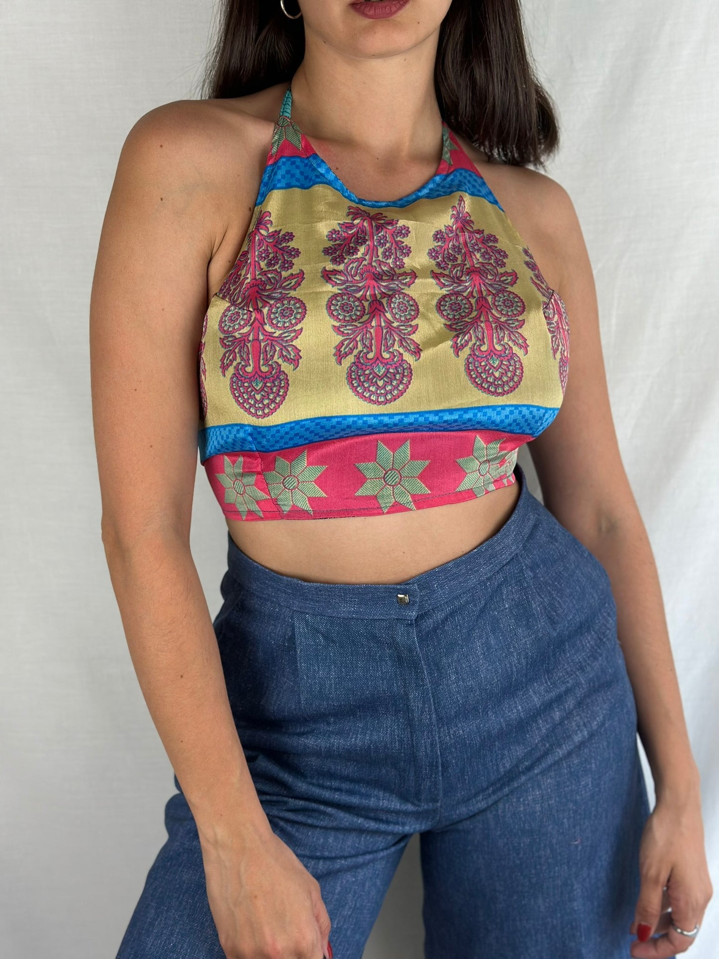 Silk Double Face Crop Top