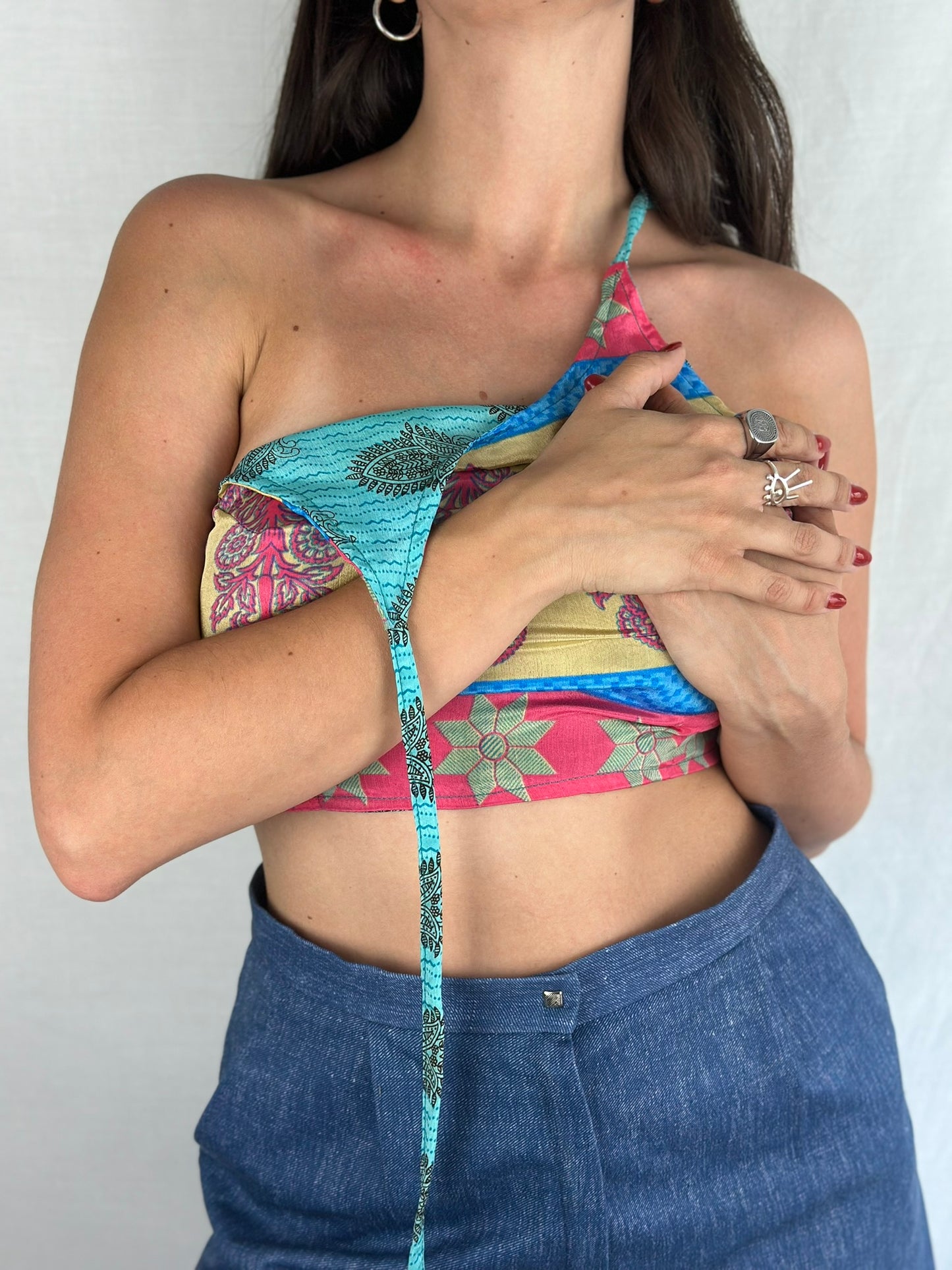 Silk Double Face Crop Top