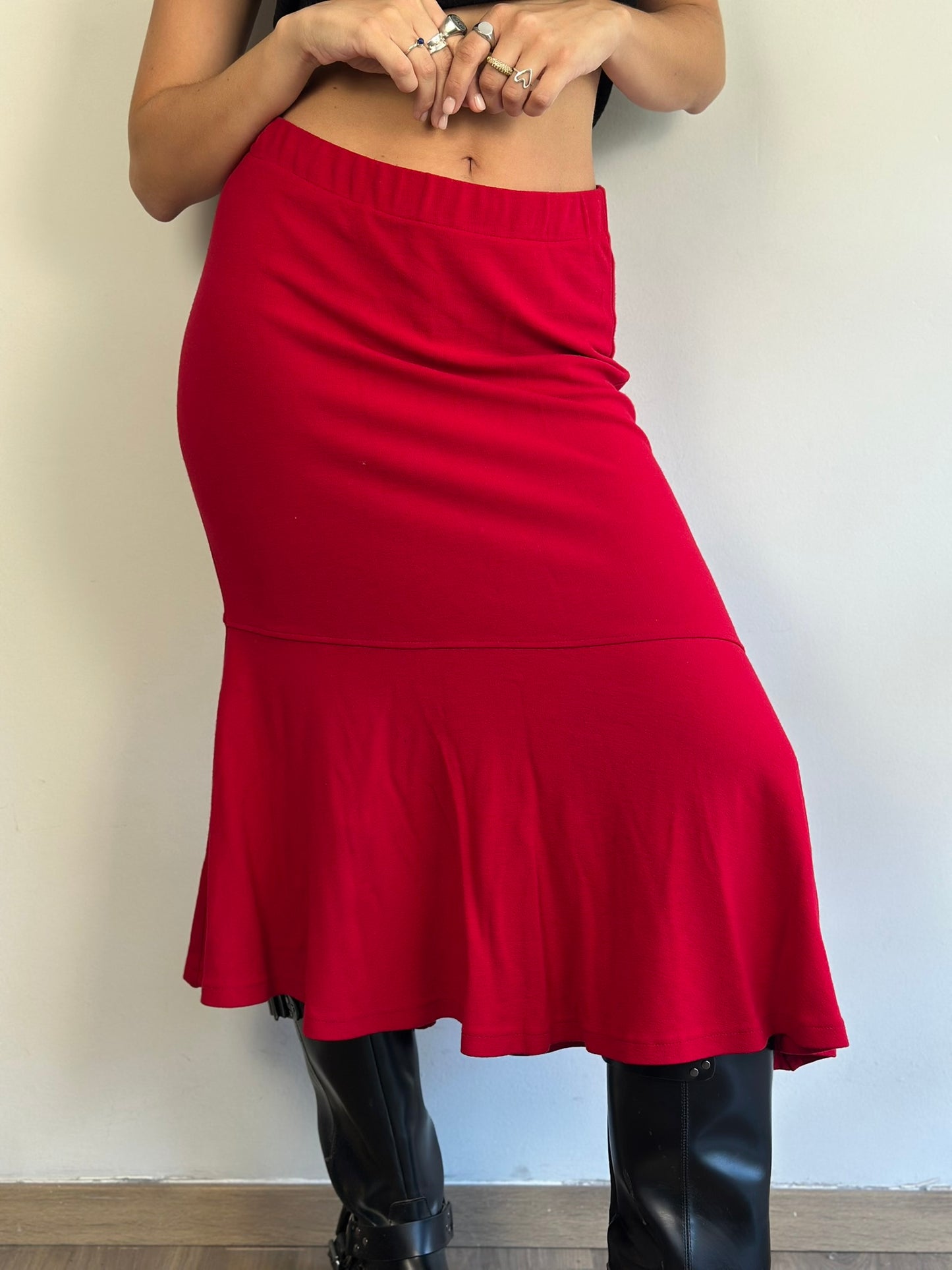 Vintage Red Midi Skirt