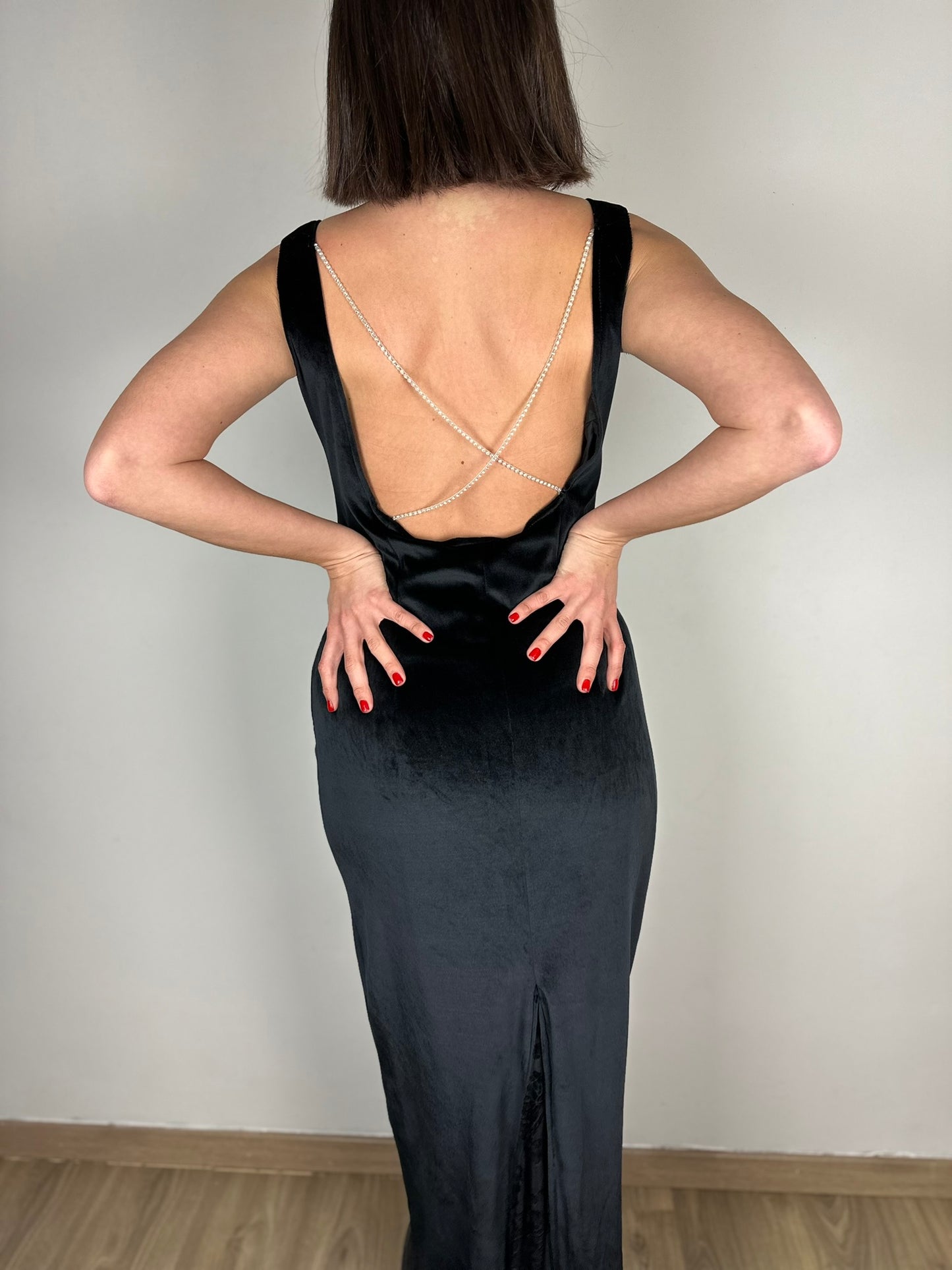 Open Back Velvet Maxi Dress