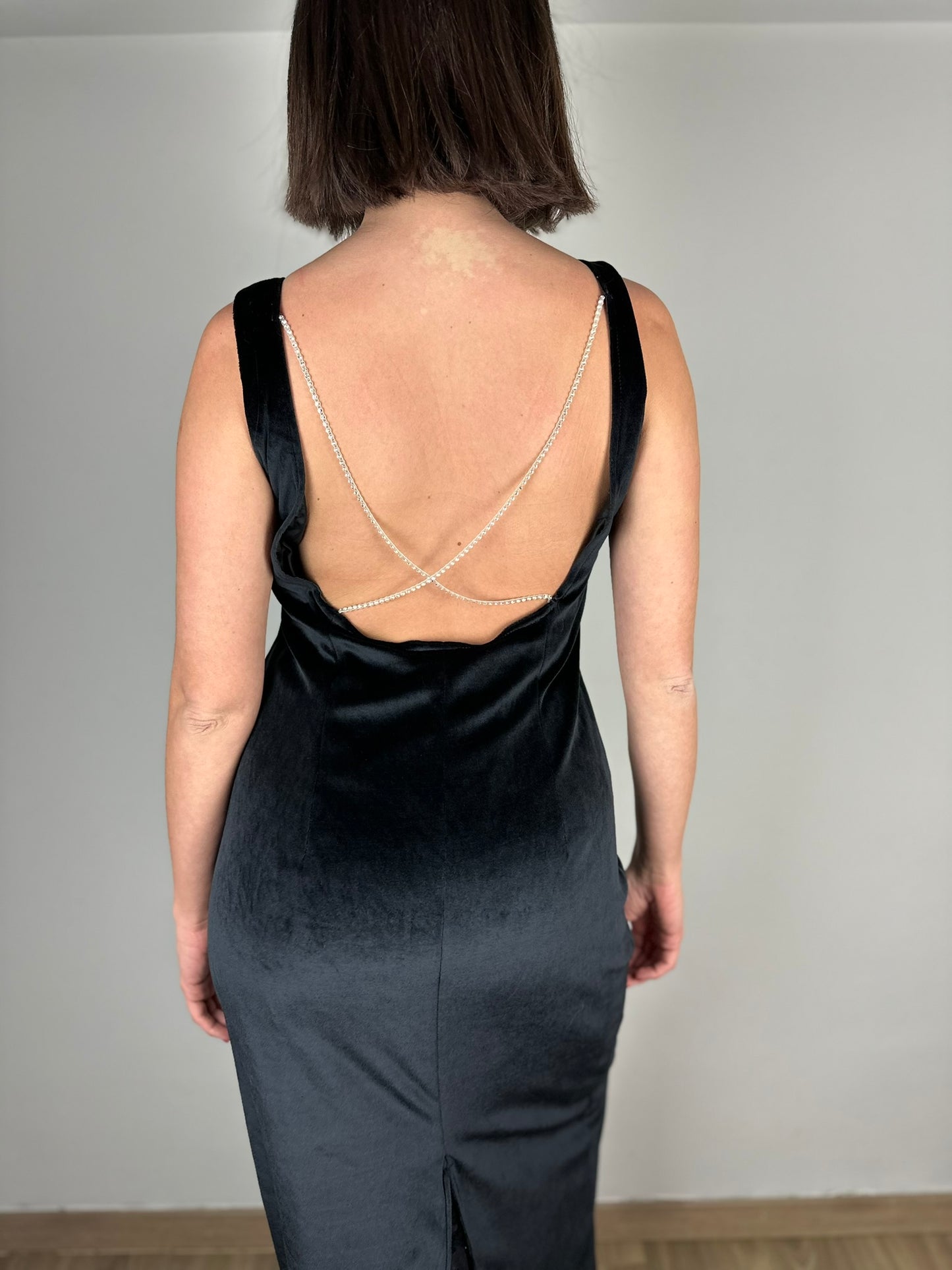 Open Back Velvet Maxi Dress