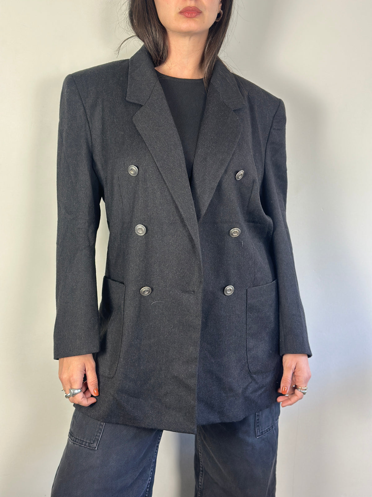 Vintage Wool Dark Grey Blazer