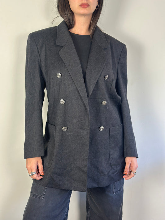 Vintage Wool Dark Grey Blazer