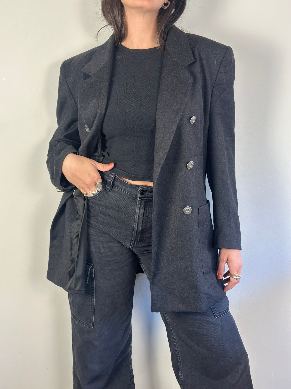 Vintage Wool Dark Grey Blazer