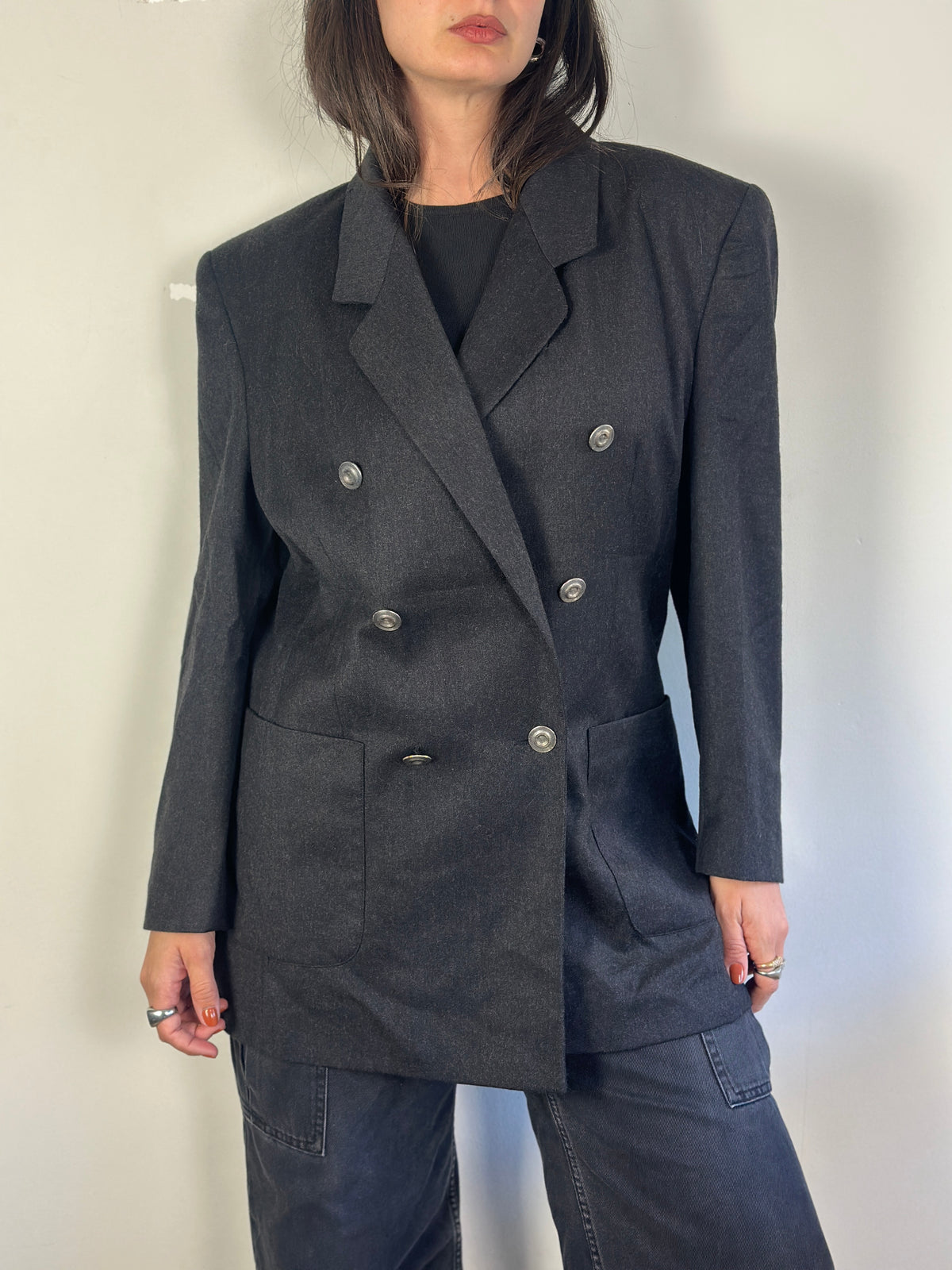 Vintage Wool Dark Grey Blazer