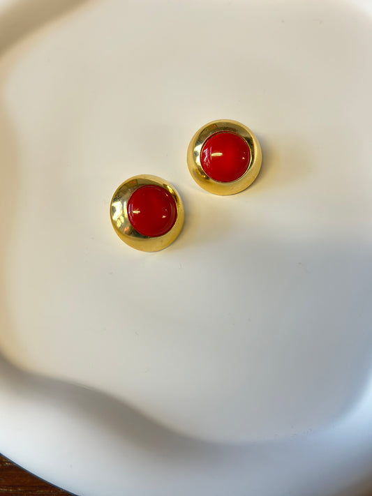 Red Clip On Earrings