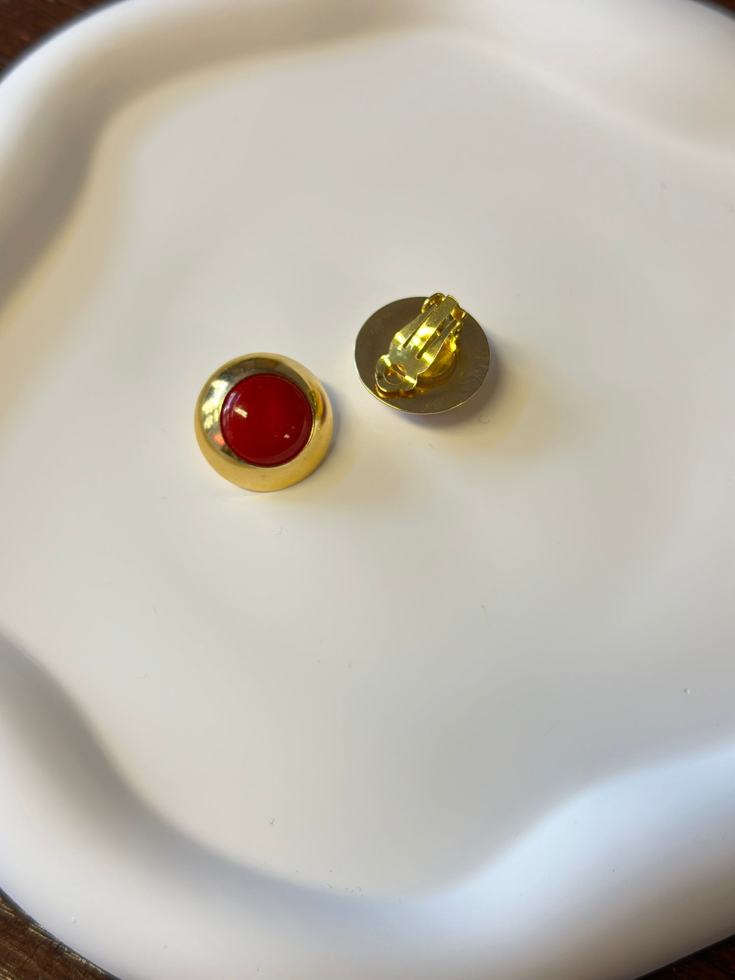 Red Clip On Earrings