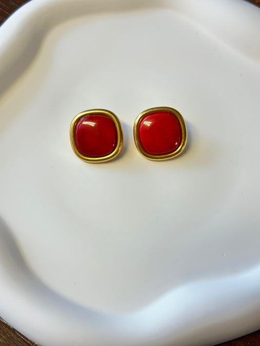 Red Clip On Earrings