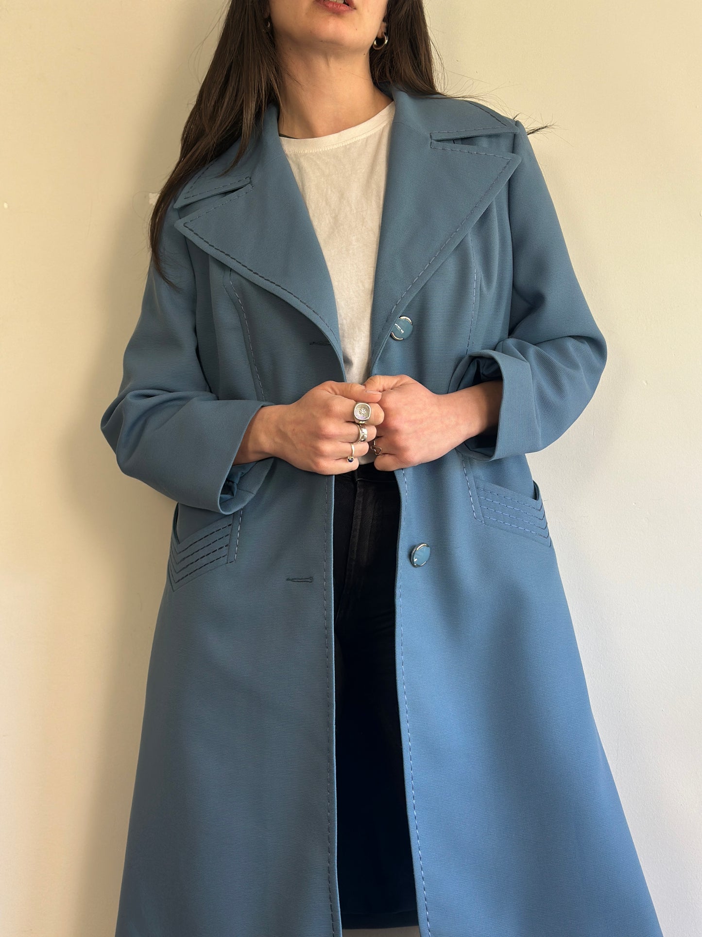 Vintage Blue Trench Coat