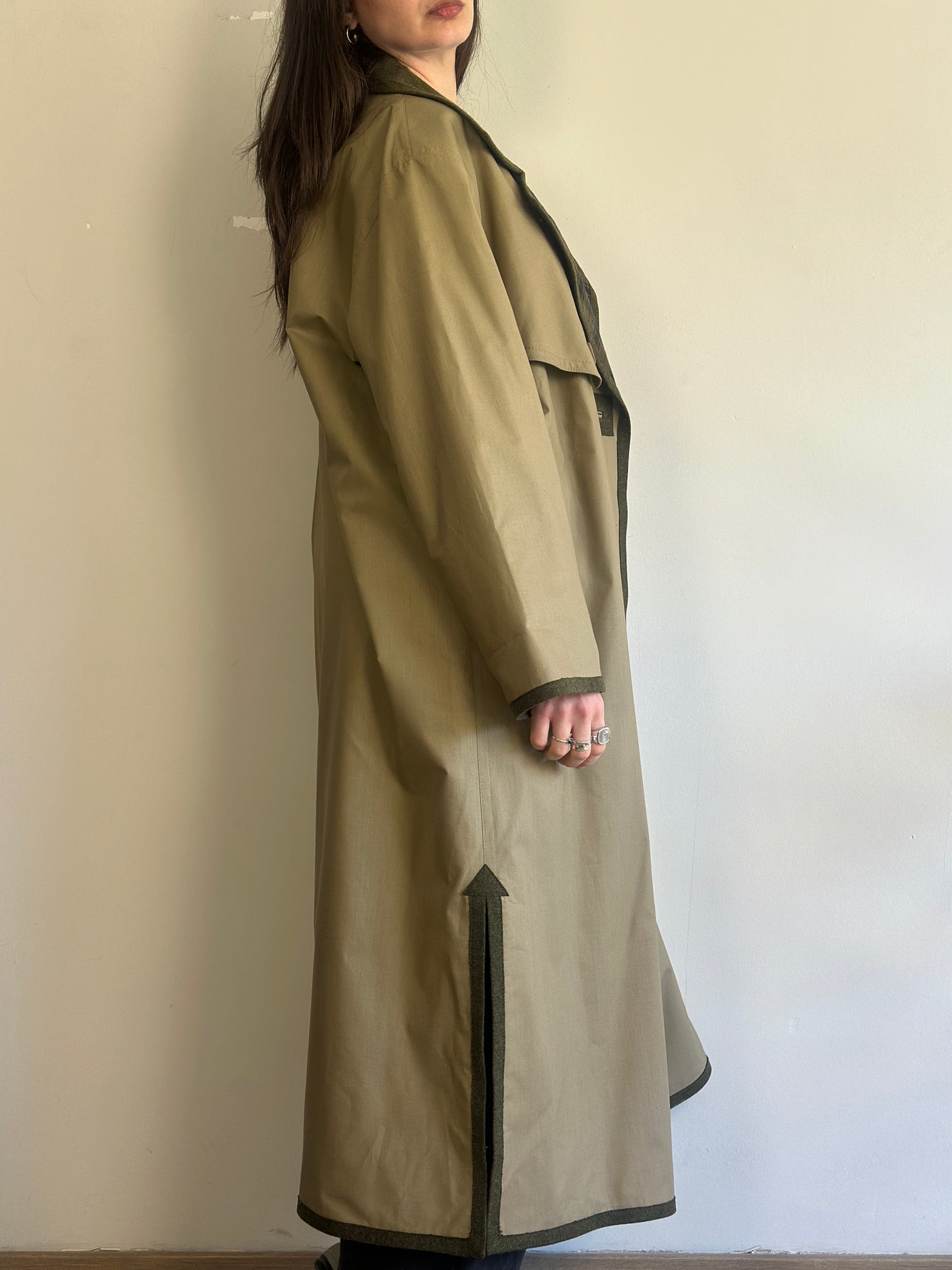 Vintage Trench Coat with Plaid Details