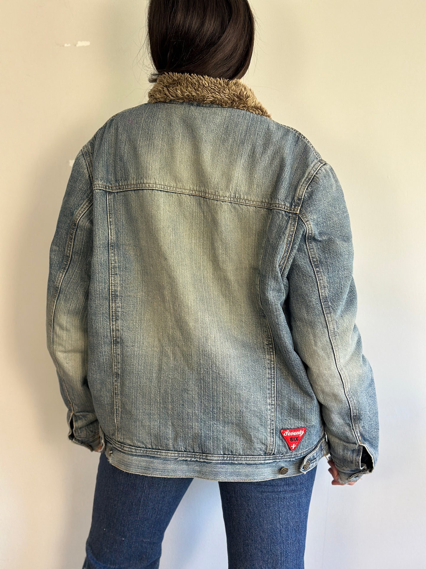 Vintage Denim Jacket With Fur
