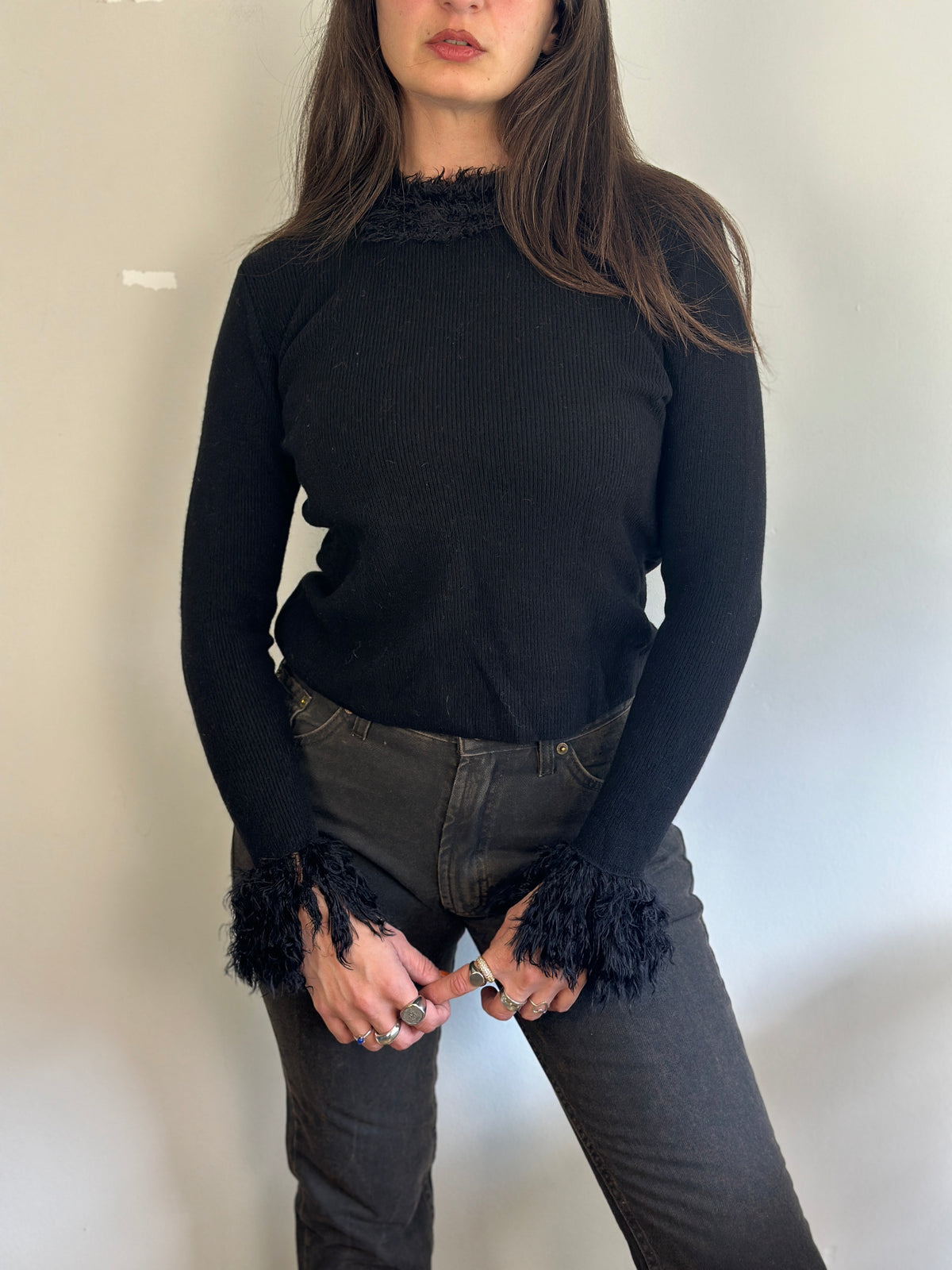 Vintage Sweater With Fur Details